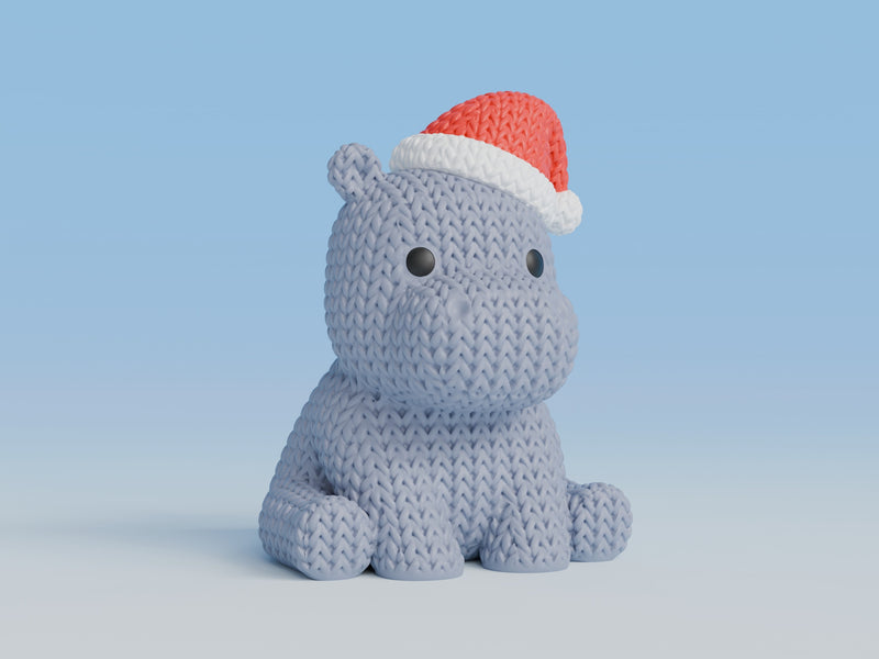 Knitted Hippo with Santa Hat - Christmas - image 4
