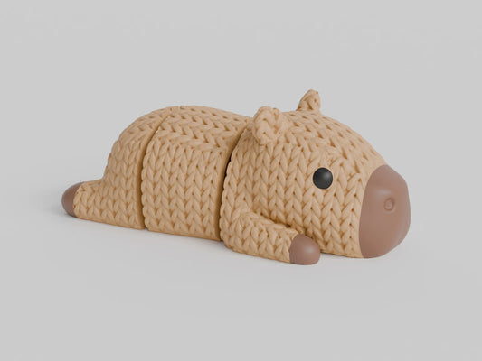 Knitted Articulated Capybara - 3D printed home decor