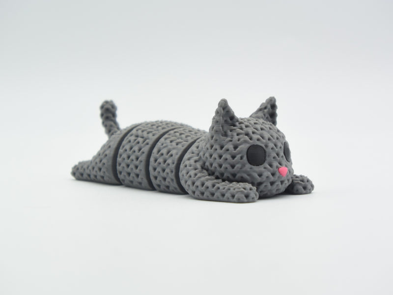 Knitted Articulated Cat - 3D printed home decor