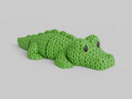 Knitted Articulated Crocodile - 3D printed home decor