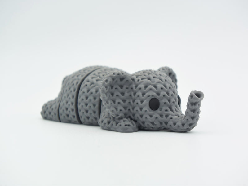 Knitted Articulated Elephant Flexi Keychain - 3D printed home decor