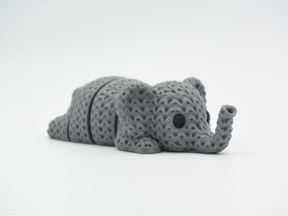 Knitted Articulated Elephant Flexi Keychain - 3D printed home decor
