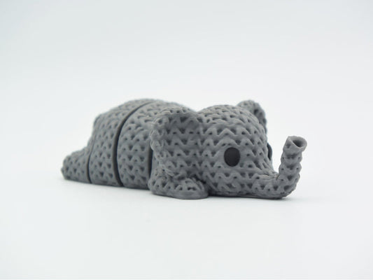 Knitted Articulated Elephant Flexi Keychain - 3D printed home decor