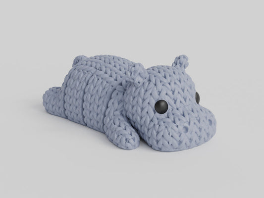 Knitted Articulated Hippo - 3D printed home decor