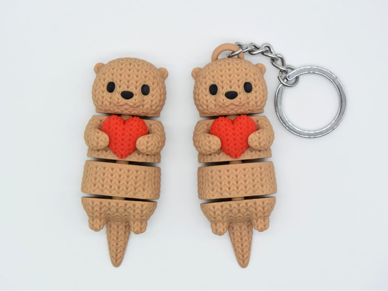 Knitted Articulated Otter With Heart - 3D printed home decor