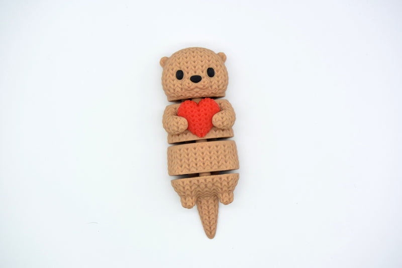 Knitted Articulated Otter With Heart - image 3