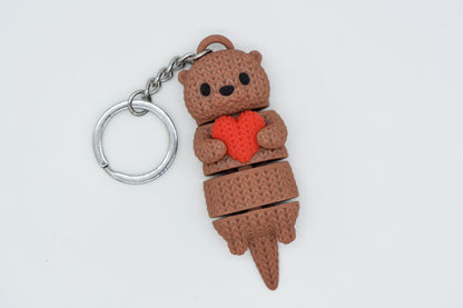 Knitted Articulated Otter With Heart - image 4