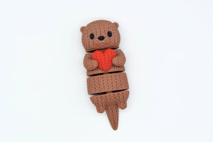 Knitted Articulated Otter With Heart - image 5