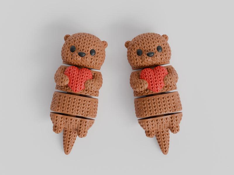 Knitted Articulated Otter With Heart - image 6