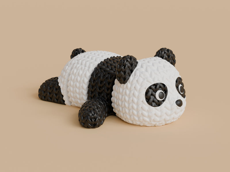 Knitted Articulated Panda - 3D printed home decor