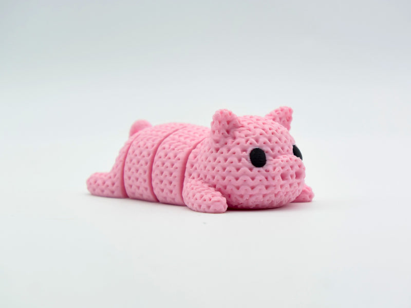 Knitted Articulated Pig Flexi Keychain - 3D printed home decor