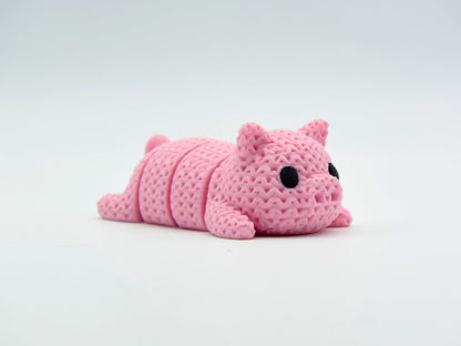 Knitted Articulated Pig Flexi Keychain - 3D printed home decor