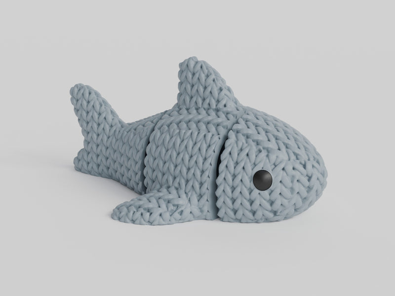 Knitted Articulated Shark - 3D printed home decor
