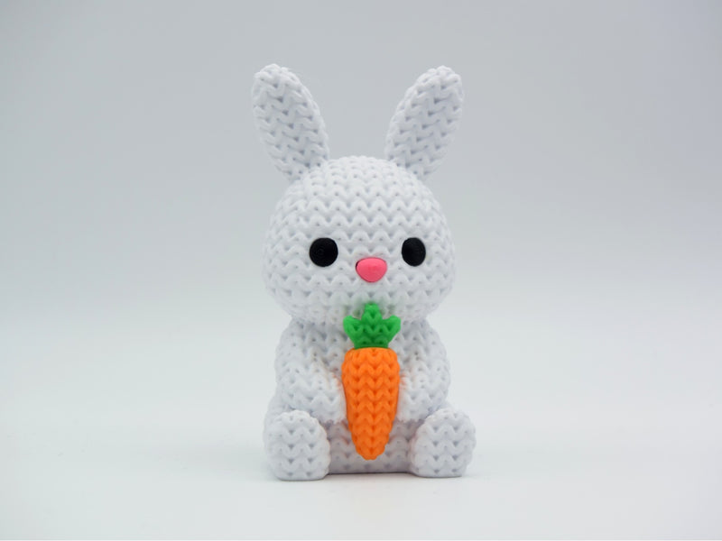 Knitted Bunny With Carrot - Easter - 3D printed home decor