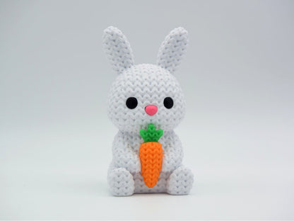 Knitted Bunny With Carrot - Easter - 3D printed home decor