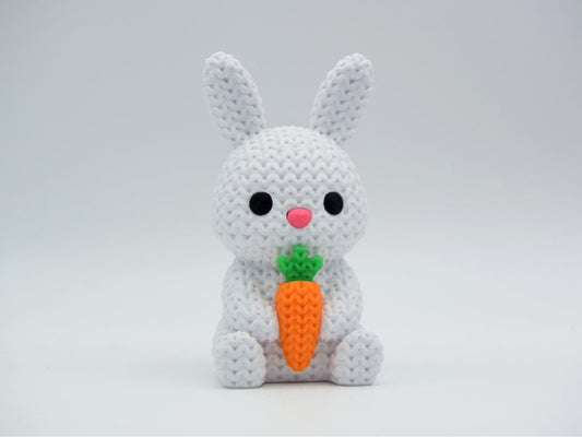 Knitted Bunny With Carrot - Easter - 3D printed home decor