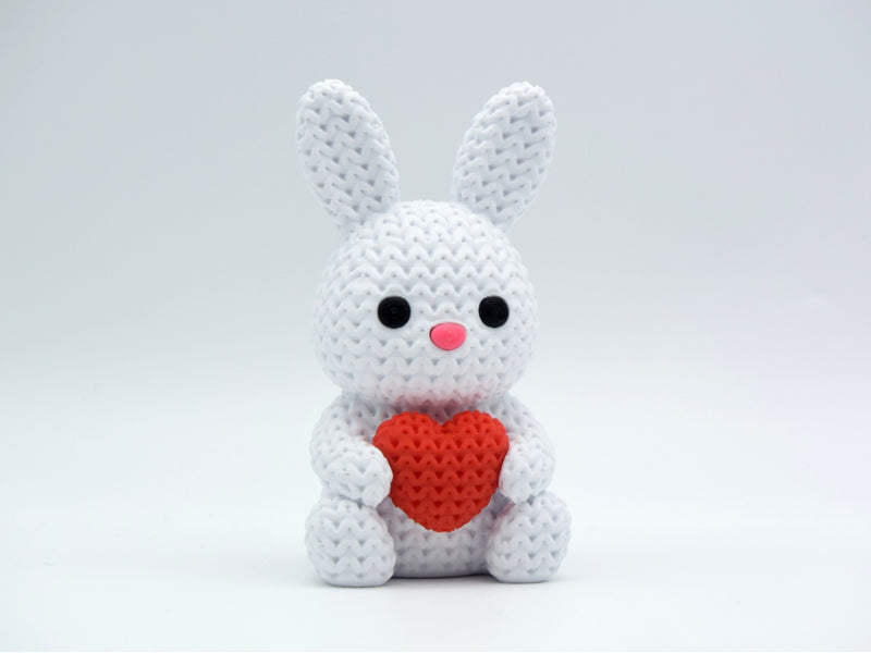 Knitted Bunny With Heart - Easter - 3D printed home decor