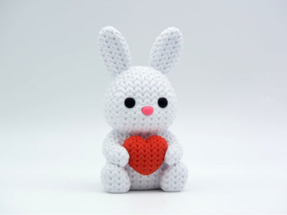 Knitted Bunny With Heart - Easter - 3D printed home decor
