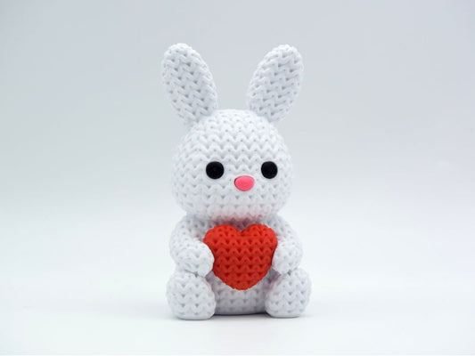 Knitted Bunny With Heart - Easter - 3D printed home decor