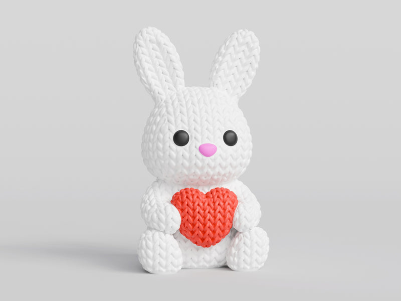 Knitted Bunny With Heart - Easter - image 4