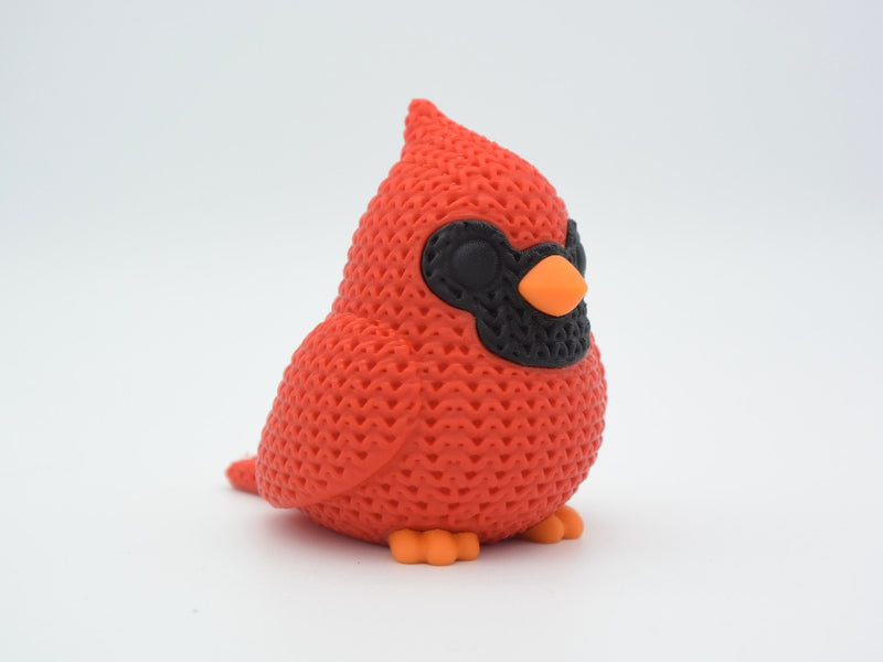 Knitted Cardinal Bird - 3D printed home decor