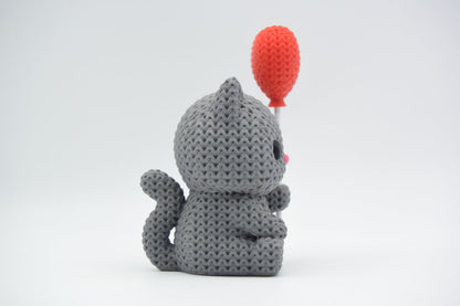 Knitted Cat With Heart Balloon - Valentine's Day - image 2