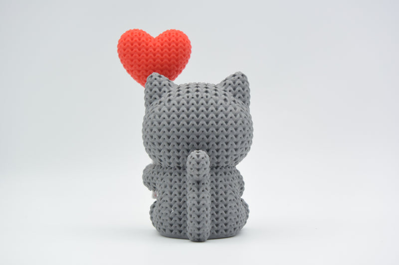 Knitted Cat With Heart Balloon - Valentine's Day - image 3