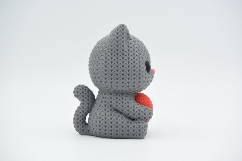 Knitted Cat With Heart - Valentine's Day - image 2