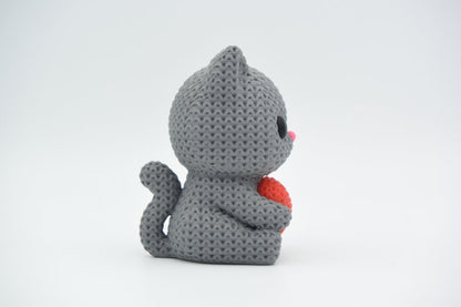 Knitted Cat With Heart - Valentine's Day - image 2