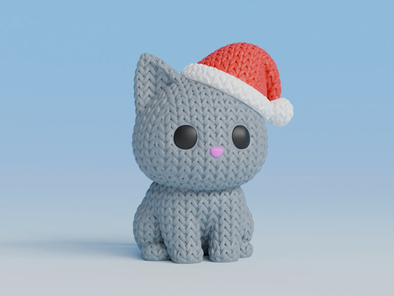 Knitted Cat with Santa Hat - Christmas - image 4