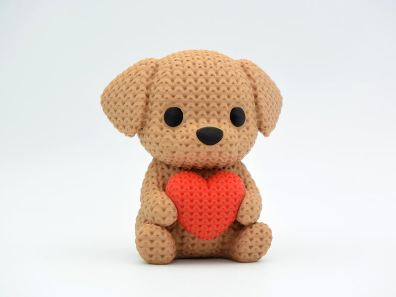 Knitted Dog With Heart - Valentine's Day - 3D printed home decor