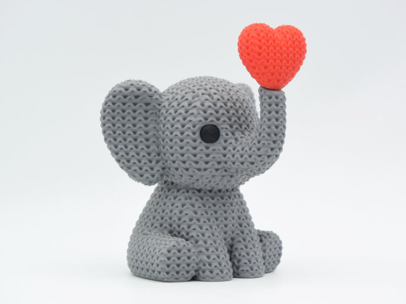 Knitted Elephant Blowing Heart - Valentine's Day - 3D printed home decor