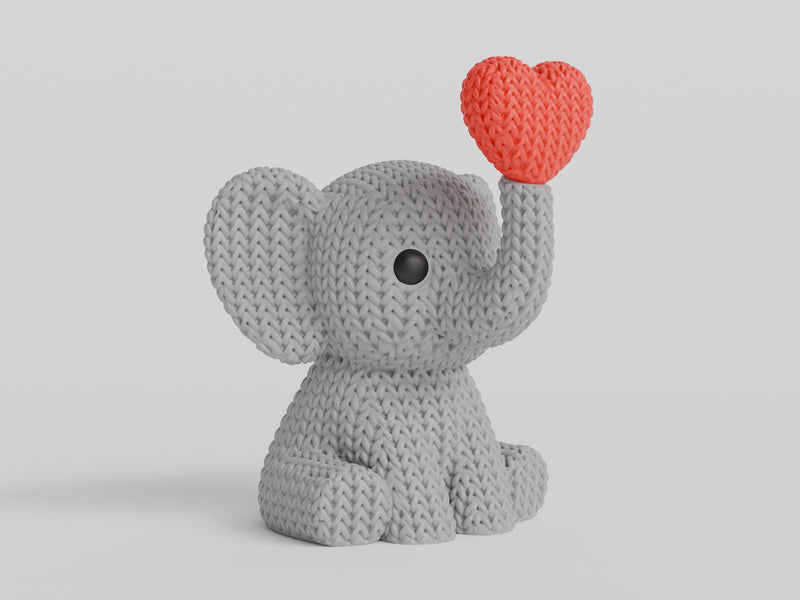 Knitted Elephant Blowing Heart - Valentine's Day - image 5
