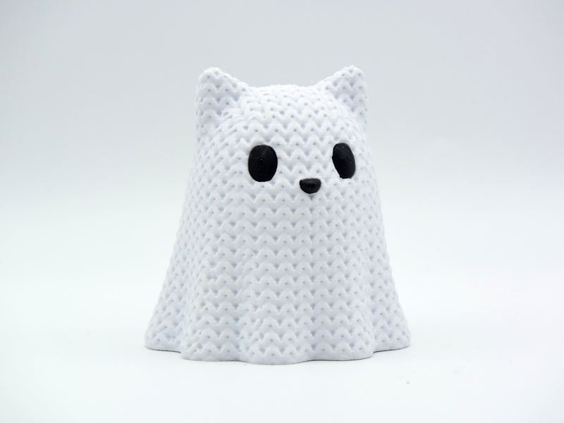 Knitted Halloween Cat Ghost - 3D printed home decor