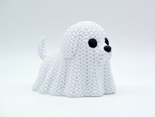 Knitted Halloween Dog Ghost - 3D printed home decor
