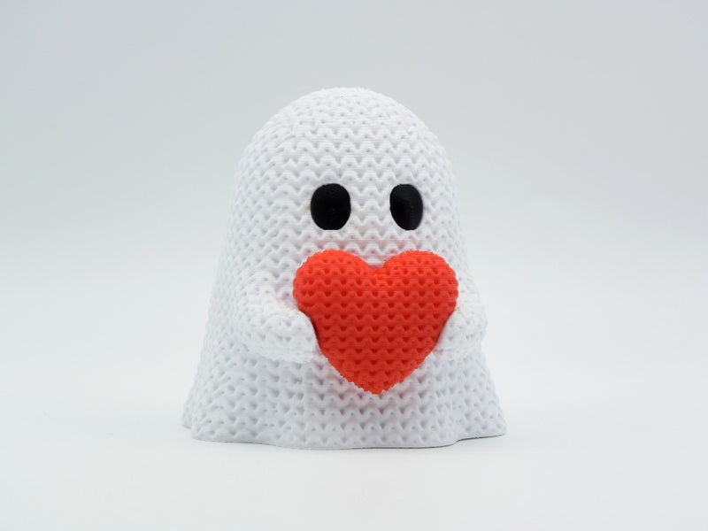 Knitted Halloween Heart Ghost - 3D printed home decor