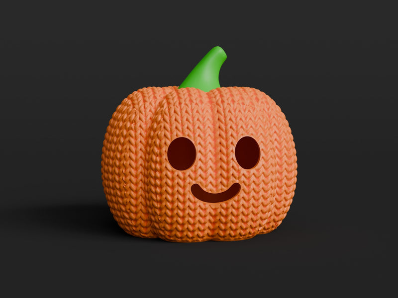 Knitted Halloween Pumpkin Jack-O-Lantern - 3D printed home decor