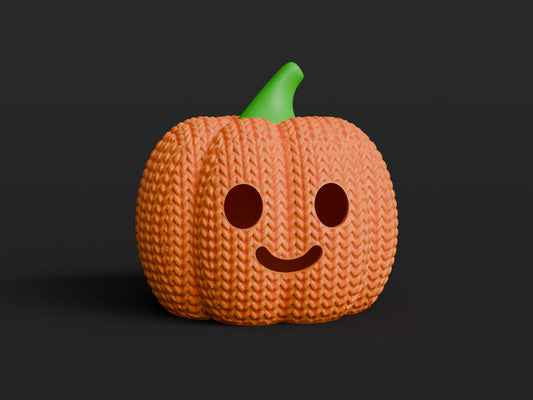 Knitted Halloween Pumpkin Jack-O-Lantern - 3D printed home decor