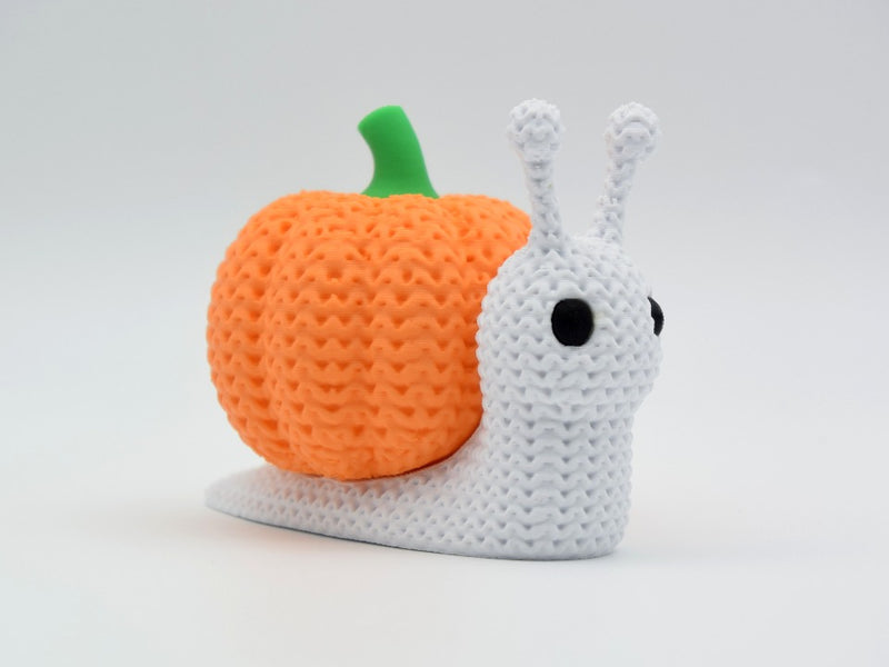 Knitted Halloween Pumpkin Snail - 3D printed home decor