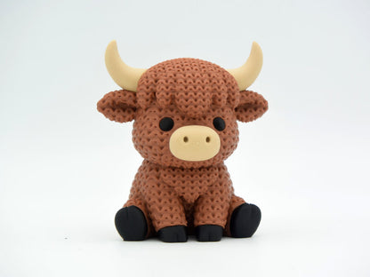 Knitted Highland Cow - 3D printed home decor