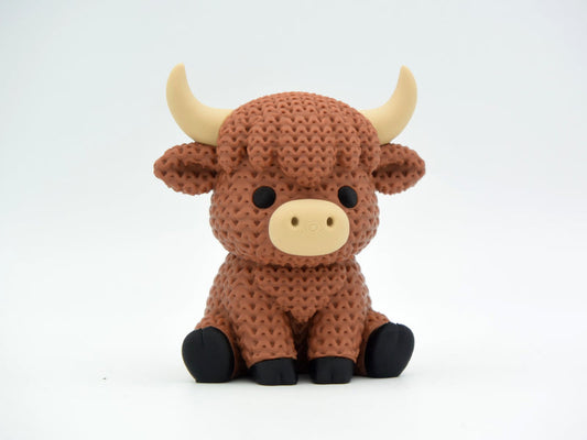 Knitted Highland Cow - 3D printed home decor