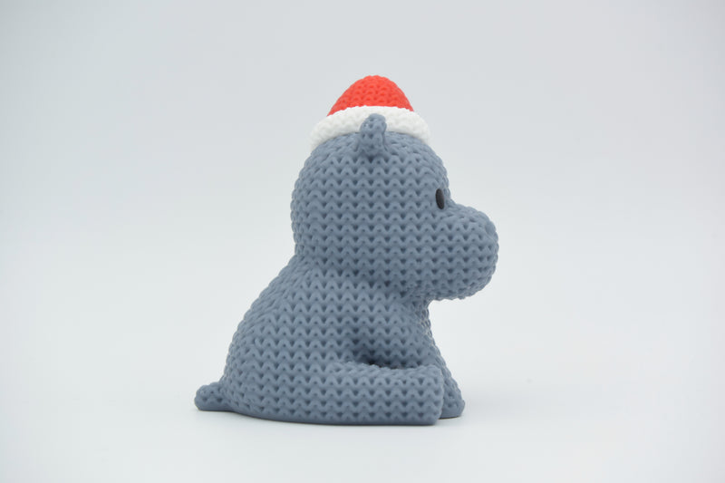 Knitted Hippo with Santa Hat - Christmas - image 2