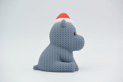 Knitted Hippo with Santa Hat - Christmas - image 2