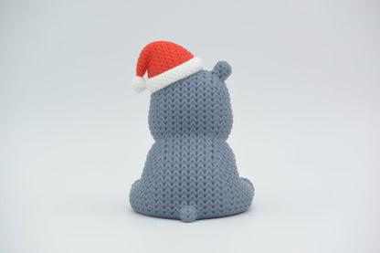 Knitted Hippo with Santa Hat - Christmas - image 3