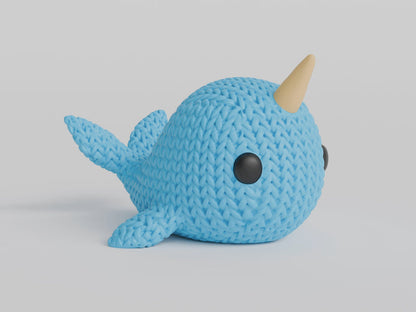 Knitted Narwhal - 3D printed home decor