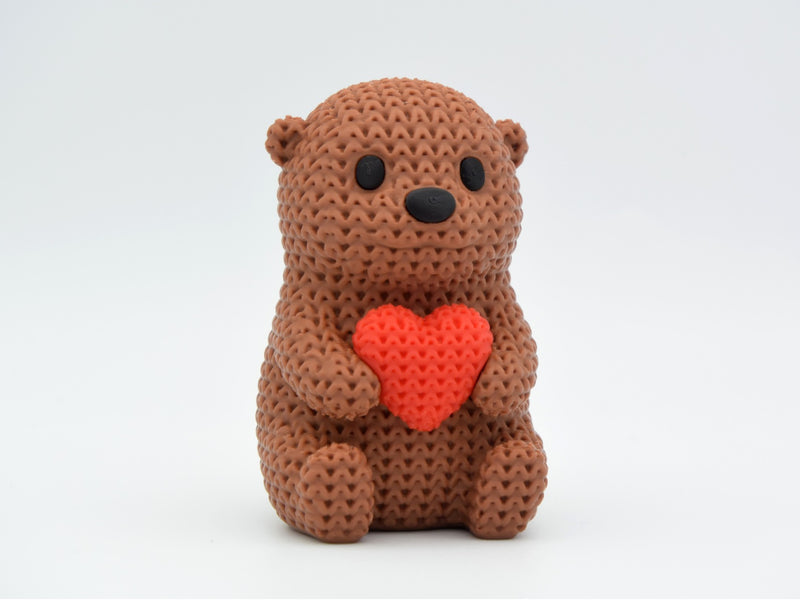 Knitted Otter With Heart - Valentine's Day - 3D printed home decor