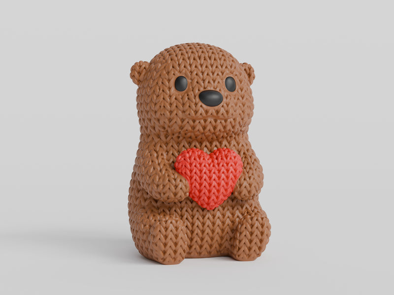 Knitted Otter With Heart - Valentine's Day - image 4