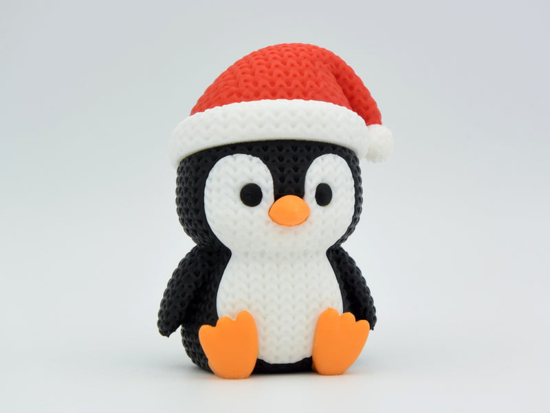 Knitted Penguin with Santa Hat - Christmas - 3D printed home decor