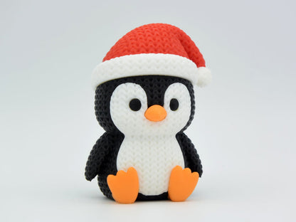 Knitted Penguin with Santa Hat - Christmas - 3D printed home decor