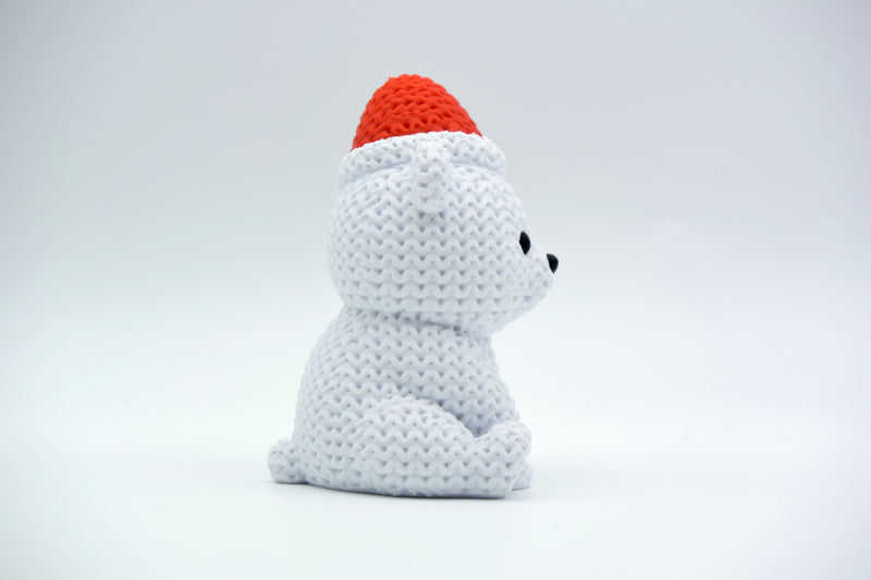 Knitted Polar Bear with Santa Hat - Christmas - image 2